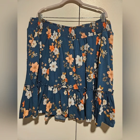 Torrid Mini Challis Smocked Waist Ruffle Edge Skirt Size 3X NEW - Picture 5 of 13